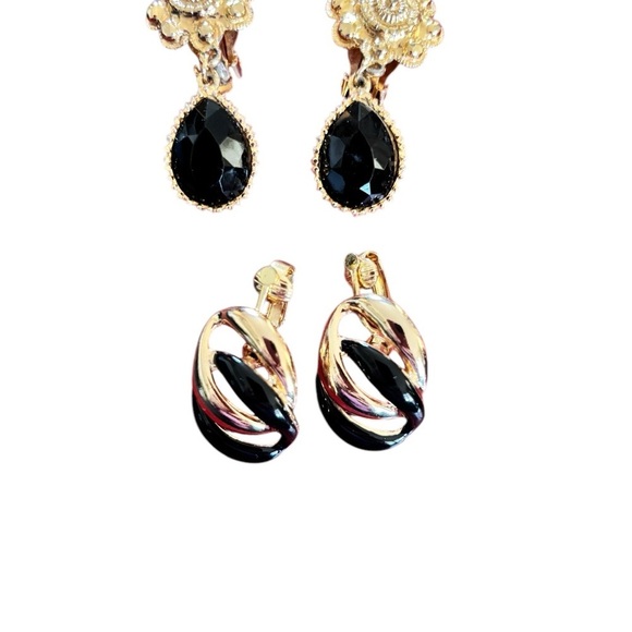 Vintage 80’s 4PR Costume Jewelry Clip On Earrings Door Knocker Faux Pearl Dangle - Picture 4 of 7